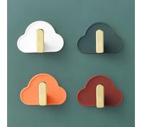 Xiao Hua 4 ganci multifunzionali a forma di nuvola a forma di L, senza punzonatura, nessuna marcatura, gancio adesivo, cucina, bagno, borsa, chiavi applicabili (bianco) (colori misti)