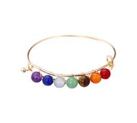 Xiao Hua Braccialetto di perline fatto a mano, adatto per uomini e donne, braccialetto fatto a mano con pietre naturali intrecciate in sette colori (oro stile A), 6,5 cm, pietra naturale+rame, 6,5 cm
