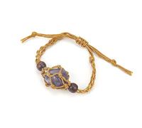 Xiao Hua - Braccialetto di perline fatto a mano, adatto per uomini e donne, braccialetto intrecciato a mano in pietra naturale color caffè con bracciale a rete regolabile ed elastico (viola), 2 x 3 cm
