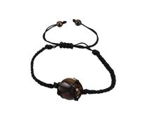 Xiao Hua Braccialetto di perline fatto a mano, adatto per uomini e donne, corda nera intrecciata a mano, braccialetto in maglia di pietra naturale, braccialetto regolabile (marrone), 1,5 cm, pietra
