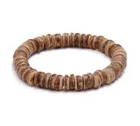 Xiao Hua Braccialetto elastico fatto a mano in legno naturale di noce di cocco, regalo per la festa del papà, per fidanzato, marrone, 17 cm, guscio di cocco, 17 cm, 6.69inch, Guscio di noce di cocco
