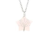 Xiao Hua - Collana con ciondolo a forma di albero della vita per uomo e donna, realizzata a mano, con cristallo naturale grezzo, stella a cinque punte e albero della vita, 2,5 x 2,5 cm, pietra