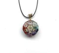 Xiao Hua - Collana fatta a mano adatta sia per uomini che per donne, collana di cristallo naturale, collana con ciondolo a cinque stelle (colorato, stile cerchio a sette stelle, 3,5 x 5 cm, pietra