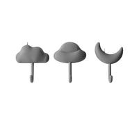 Xiao Hua Ganci adesivi in 3 pezzi, resistenti, senza punzonatura, senza segni, da appendere alla parete, per cucina, bagno, dormitorio, da appendere alla parete, grazioso gancio a nuvola (grigio)