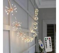 xiao Mini Firework String Light con telecomando USB azionato 8 modi Catena Fairy String Lights Firefly Luci per interni Natale Party Decorazione del giardino domestico (10in1 200LED)