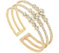 xiao Sparkly strass cristallo multistrato braccialetto braccialetto braccialetto fo - accessorio di moda per le donne donne ragazze ballo feste, evento speciale (Oro H)