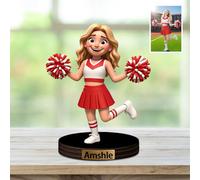 XIAO.Z Cheerleader personalizzata foto 3D Cartoon Style Desktop Scultura, Cheerleader personalizzata foto ritratto segno targa, Cheer Team Cheerleaders amante regalo presente