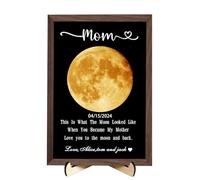 XIAO.Z Insegna personalizzata con cornice delle fasi lunari in lamina d'oro per la festa della mamma, cornice per foto personalizzata con fasi lunari per la mamma con la vera luna