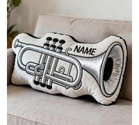 XIAO.Z Personalizzato classico a forma di tromba a tema cuscino musica amante regali, nome personalizzato 2D stampato strumento musicale tromba gettare cuscino divano cuscini decorativi