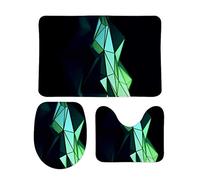 XIAOAO Sedile per WC in Tre pezziPittura a Colori Geometrica tappetini in Tre Pezzi Fondo in plastica a Punta con Pile di Corallo/Alta assorbenza/Scivolo/Tappetino Resistente