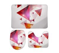 XIAOAO Tappeto in Tre pezziPittura a Colori Geometrica tappeti Personalizzati Fondo in plastica a Punta con Pile di Corallo/Alta assorbenza/Scivolo/Tappetino Resistente