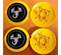 XIAOFEIDAFA 4 Pezzi Coprimozzo Centrale per Fiat 500 Abarth 133mm, Copricerchi Tappi Mozzo Centrale Ruota con Accessori Lo Styling del Logo Dell'Auto,Yellow
