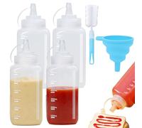 XIAOGUA Squeeze Bottle Bottiglia Squeeze di Plastica Contenitore per Salse 600mlCon Imbuto e Scovolino per Bottiglie Riutilizzabilebiberon Dosatore da Spremere, Flacone Ketchup
