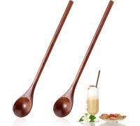 Xiaohan 2 cucchiai lunghi in legno, cucchiai da miele in legno, da 19 cm, per caffè, per mangiare mescolare, cucchiaini in legno con manico lungo per cucina, bar, ristorante