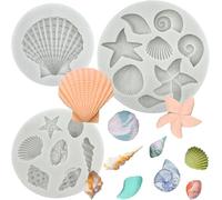 Xiaohan Il set di 3 stampi in silicone a tema oceano è adatto per decorazioni fai da te per torte, caramelle al cioccolato, produzione di artigianato in ceramica morbida, ecc.