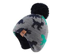 XIAOHAWANG Bambino e Bambina Cappello Lavorato A Maglia Inverno Caldo Berretto per Bambini Autunno A Prova di Vento 0-7 Anni, Dinosuaro Grigio (Cappello, 4-7 Anni)