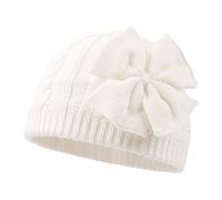 XIAOHAWANG Berretto Invernale per Bambina, da 0 a 6 Anni (Bianco, 0-6mesi, 0_Month)