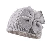 XIAOHAWANG Berretto Invernale per Bambina, da 0 a 6 Anni (Grigio, 0-6mesi, 0_Month)