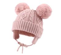 XIAOHAWANG Caldo Cappello Invernale per Bambini Lavorato a Maglia per Ragazzi Ragazze Bambino Neonato Toque con Pompon, Colore: Rosa., 2-6 Anni
