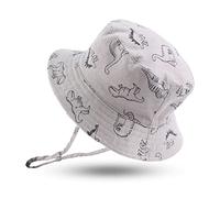 XIAOHAWANG Cappello da Sole Bambino Neonato Dinosauro Secchio Cappelli Estate Bambino Ragazzi Beach Caps (Grigio Dinosauro, 46 cm (da 3 a 6 Mesi))