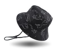 XIAOHAWANG Cappello da sole per neonati e bambini, con dinosauro, cappello alla pescatora, cappelli da spiaggia per bambini, Dinosauro nero., 0-3 mese