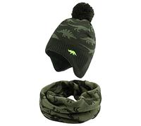 XIAOHAWANG Cappello Dinosauro Sciarpa Cappello Invernale per Bambino Ragazzo Ragazza Cappello Autunnale Riscaldante da 0 a 7 Anni (Cappello+Sciarpa, 4-7 Anni)