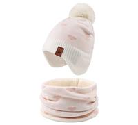 XIAOHAWANG Cappello Dinosauro Sciarpa Cappello Invernale per Bambino Ragazzo Ragazza Cappello Autunnale Riscaldante da 0 a 7 Anni (Cuore Bianco (Berretto + Sciarpa), 4-7 Anni)