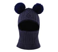 XIAOHAWANG Inverno Bambini Cappello con Pompon Lavorato A Maglia Set Sciarpa Calda Ragazzi Ragazze 1-10 Anni (Marina, 0.6-3 Anni)