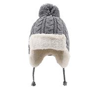 XIAOHAWANG Passamontagna da Sci con Orecchie per Neonati, Unisex, Caldo Pile di Cotone, Berretto Lavorato a Maglia, con Pompon, per Bambini e Ragazzi (Grigio, L)