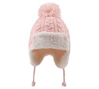XIAOHAWANG Passamontagna da Sci con Orecchie per Neonati, Unisex, Caldo Pile di Cotone, Berretto Lavorato a Maglia, con Pompon, per Bambini e Ragazzi (Rosa, L)