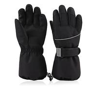 XIAOHAWANG Pianura Guanti Ragazzi e Ragazze Inverno Donna Uomo Impermeabile Guanti Sciare Snowboard Guanti Attività all'aperto (Nero, L 10-14 Anni)
