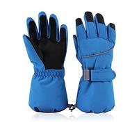 XIAOHAWANG Pianura Guanti Ragazzi e Ragazze Inverno Donna Uomo Impermeabile Guanti Sciare Snowboard Guanti Attività all'aperto (Blu, S 4-6 Anni)