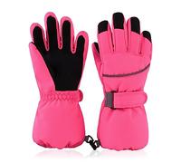 XIAOHAWANG Pianura Guanti Ragazzi e Ragazze Inverno Donna Uomo Impermeabile Guanti Sciare Snowboard Guanti Attività all'aperto (Rosa rossa, S 4-6 Anni)