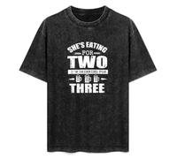 XIAOHEIYA She's Eating for Two I'm Drinking for 3 Comedy Fathers Day Slogan Mens T-Shirt Black Unisex Tee M