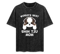 XIAOHEIYA Shih Tzu Mom World's Best Shih Tzu Mom Dog Owner Mens T-Shirt Black Unisex Tee XXL