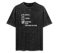 XIAOHEIYA Single Taken Waiting for Orlando Bloom Mens T-Shirt Black Unisex Tee L