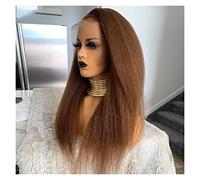Xiaoheshop Parrucche da Donna Parrucche per la Sostituzione Soft 180% Density Brown Straight Long Kinky Lace Parrucca Anteriore Anteriore Sintetico Parrucca per la Moda (Stretched Length : 24inches)