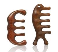 Xiaohui887 2 pettini massaggiatori per cuoio capelluto, antistatici, in legno naturale, a denti larghi, in legno di sandalo, massaggio del cuoio capelluto, gua sha, strumento per massaggio alla testa