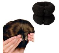 Xiaohui887 2 pezzi Magic Chignon Maker Hair Styling Styler Hair Donut Ring Styler Hair Chignon Maker Twist Ring Former Shaper Sponge Donut Donut Chignon Shaper Hair Bigodino (nero)