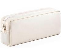 Xiaohui887 Astuccio di grande capacità, colore puro con cerniera, per adulti, studenti, ufficiali, bianco crema, Beige, qf