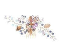 Xiaohui887 Fermaglio per capelli da sposa, fatto a mano, con strass colorati, accessorio per capelli per donne e ragazze, con perle, in lega, con strass