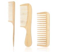 Xiaohui887 Pettine antistatico in bambù fatto a mano - largo, coda di topo e denti sottili, pettini in legno naturale per capelli, barba e viaggi