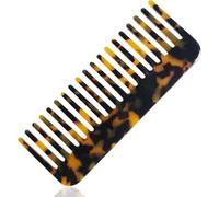 Xiaohui887 Pettine liscio a guscio di tartaruga, ideale per capelli ricci, spessi, diradati, bagnati, vintage, per la cura del salone, antistatico, resistente al calore, acetato, fatto a mano,