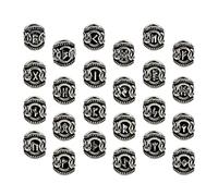 Xiaojikuaipao 24 perline per capelli e barba, perline vichinghe norrene, per bracciali, collane e ciondoli (argento)