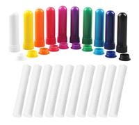 XIAOJING0 10 Pezzi Tubo Inalatore Nasale per Olio Essenziale,Riutilizzabile con 10 Pezzi di Stoppini in Cotone Ricaricabile Buona Igroscopicità (10 Colori)