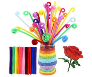 XIAOJING0 100 Pezzi Scovolini Colorati per Lavoretti, Pipe Cleaner, Filo di Ciniglia, Barra Twist Mescola i colori per Lavoretti Decorativi, Fai Da Te Creativo30 cm x 6 mm