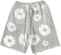 XIAOJINJU Denim Tears Summer Shorts, Pantaloncini Estivi Sciolti Stampati in Schiuma a Stampa Piena, Pantaloncini Hip Hop y2k e Stampa in Schiuma Neutra