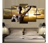 XIAOLZSL Decorazione da Parete Quadri Moderni Soggiorno Set da 5 Dea della Giustizia Scala della Legge Quadri Decoration Murale Soggiorno Moderno Home Decor Regalo XXL Non Incorniciato