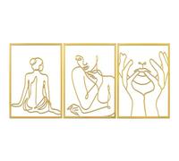 XIAOMAGG Confezione da 3 decorazioni da parete in metallo dorato, decorazioni da parete semplici, a linea singola, per camera da letto, soggiorno, bagno, balcone, galleria