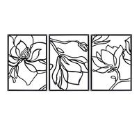 XIAOMAGG Nero Decorazione da Parete in Metallo Decorazione da Parete Minimalista Arte Appeso a Linea Singola Nero Scultura Parete Floreale per Camera da Letto Soggiorno Bagno Balcone Galleria